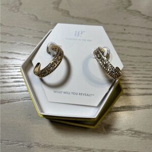 Gold Crystal Pavé Hoop Earrings -Bomb Party new in box